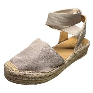 Soda Espadrille Platform Sandals Ankle Wrap Beige Linen + Hemp Size 8